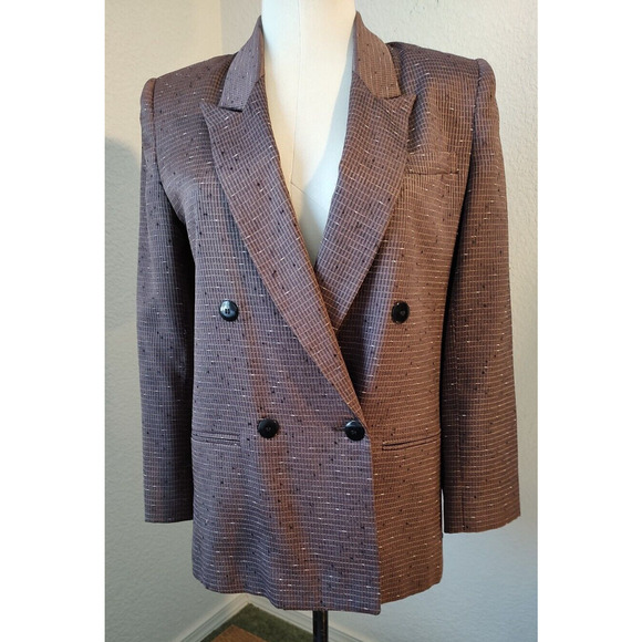 Unbranded Woman Petite Brown Tweed Suit Jacket ONLY Size 6 Lined Pocket Vtg USA - Picture 1 of 13